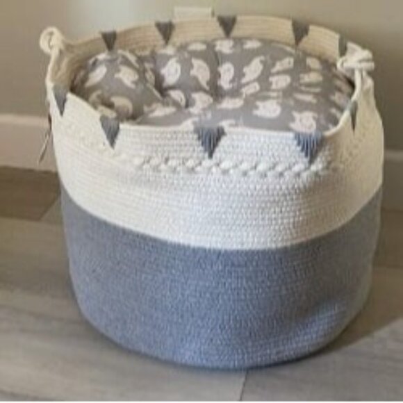 XXXXLarge Cotton Rope Blanket Basket 22in x 22in x 16in Woven Laundry Hamper